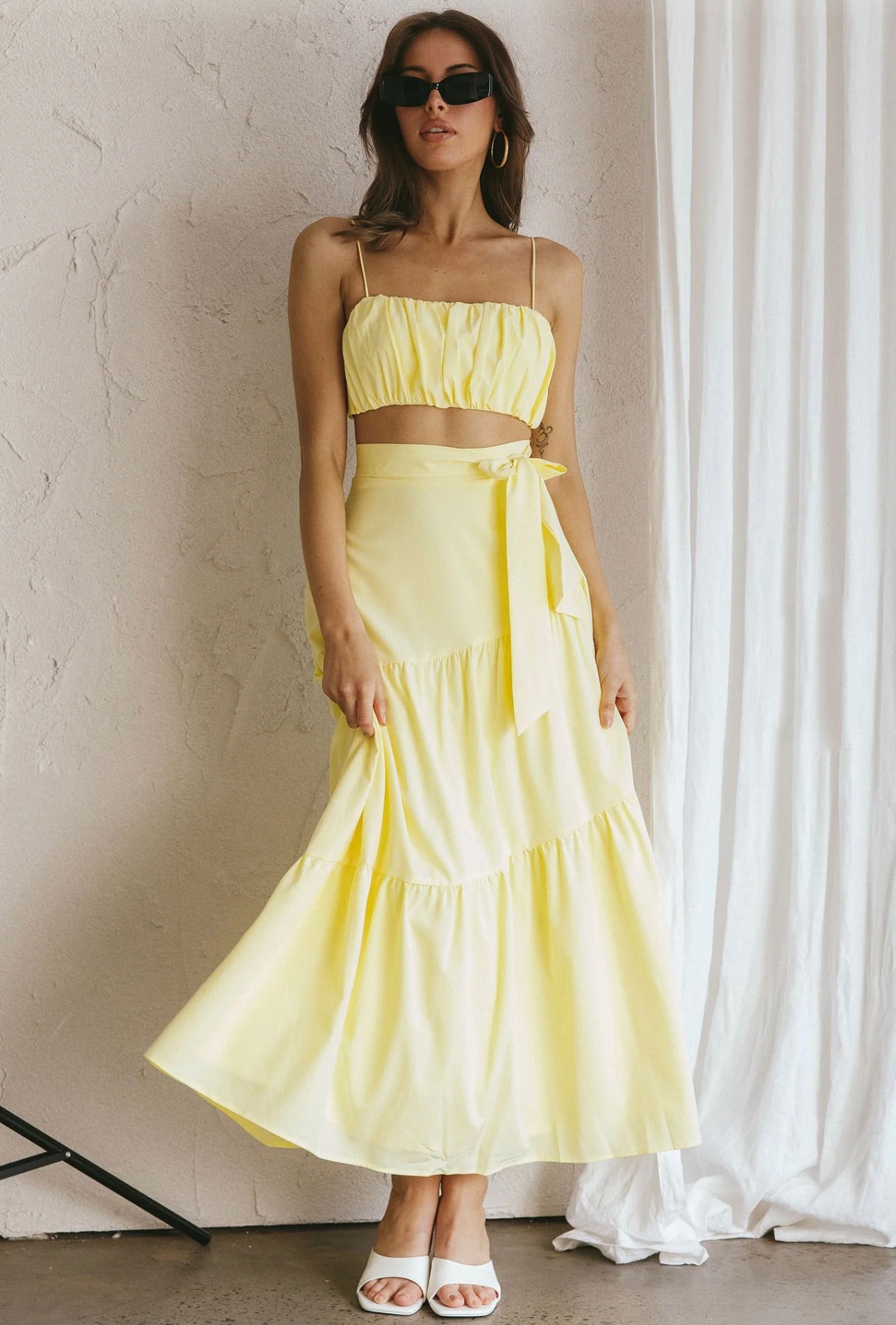 Saints & Secrets Bondi Gathered Set Lemon