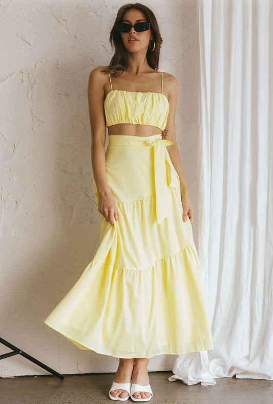 Saints & Secrets Bondi Gathered Set Lemon